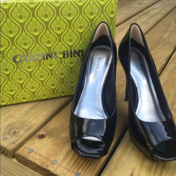 Black peep toe heels