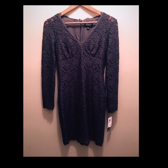 Adrianna Papell Long Sleeve Lace Dress Size 2