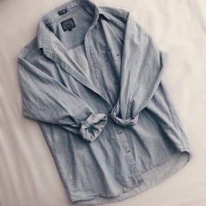 Tops - Oversized Denim Collared Shirt Tops - Oversized Denim Collared Shirt