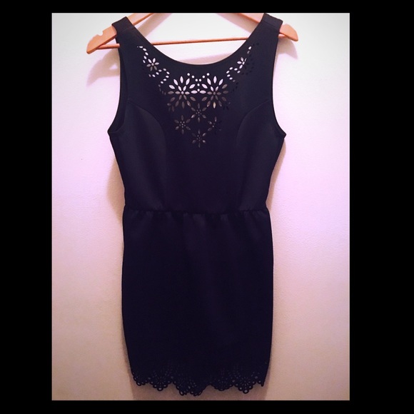 PEPPERMINT laser cut dress-Black ; Medium