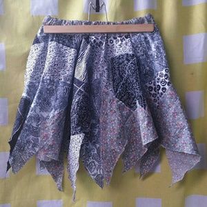 OOAK Black White Patchwork Fairy Boho Pixie Skirt