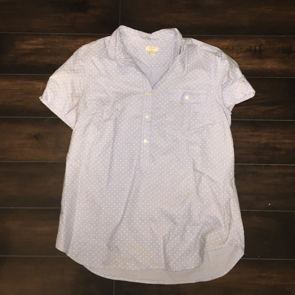 J Crew Blue polka dot button up