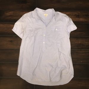 J Crew Blue polka dot button up