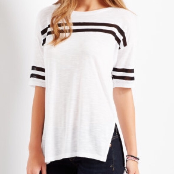 White & Black Stripped Relaxed Varsity Shirt
