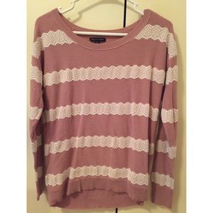 AMERICAN EAGLE PURPLE LACE STRIPE SWEATER!