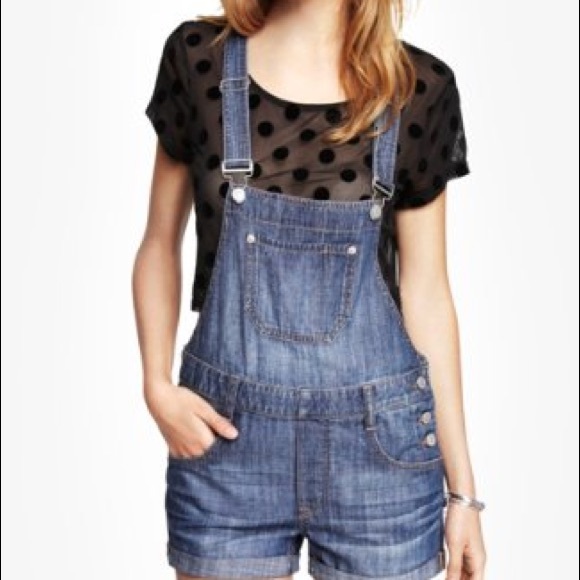 Express denim short overall
