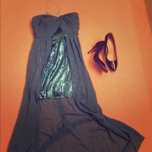 Strapless Sequin Hi-low Prom Dress - Picture 3 of 4