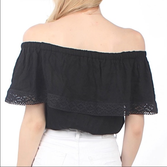 Black Casual Off Shoulder Top. - Picture 2 of 4