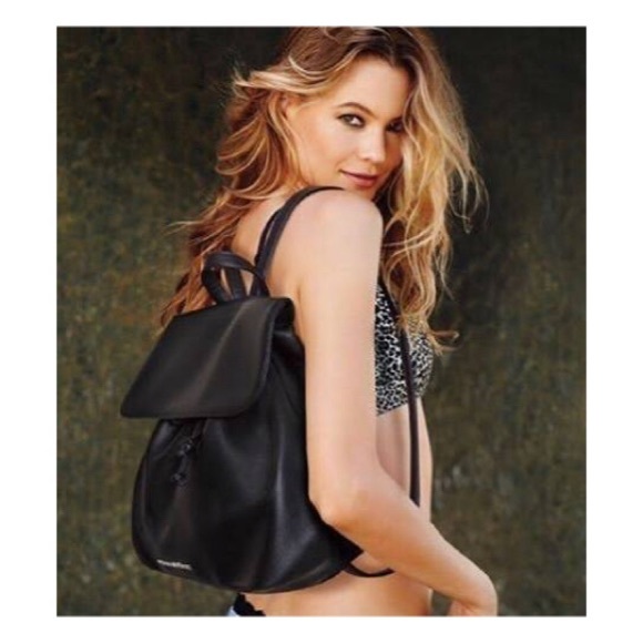 Victoria's Secret Black Leather Backpack!
