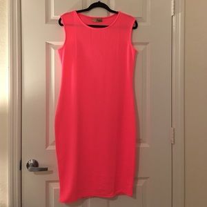 Neon pink sleeveless midi dress