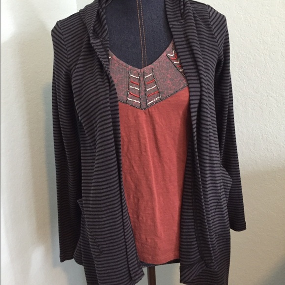 Splendid Hooded Striped Cardigan SZ Small
