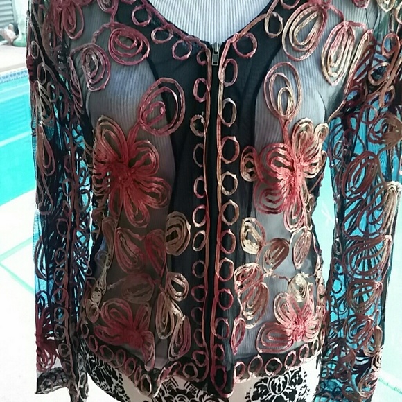 Sheer ribboned blazer