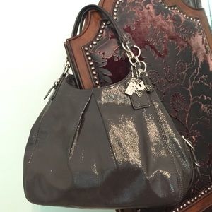 Gray Patent Leather Coach Purse