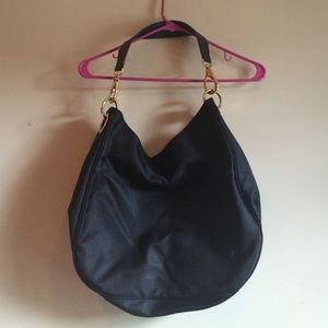 Black fabric hobo bag
