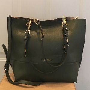Olive green large Calvin Klein tote bag