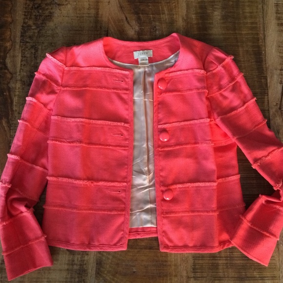 J Crew Cropped Sleeve Pink Jacket