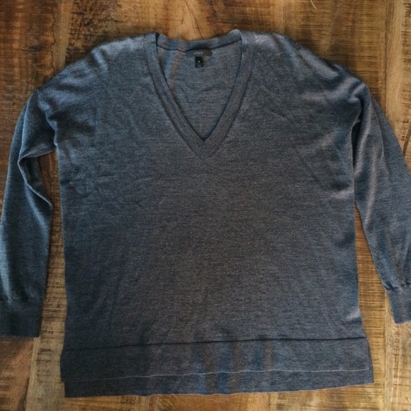 J Crew Light Wool Charcoal Sweater