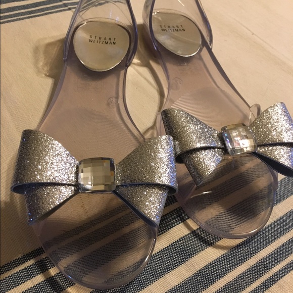 Stuart Weitzman jelly flats with glitter bow SALE! - Picture 1 of 3