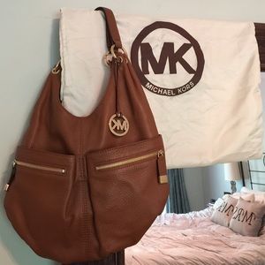 Michael Kors Brown Leather Purse with Gold Accents