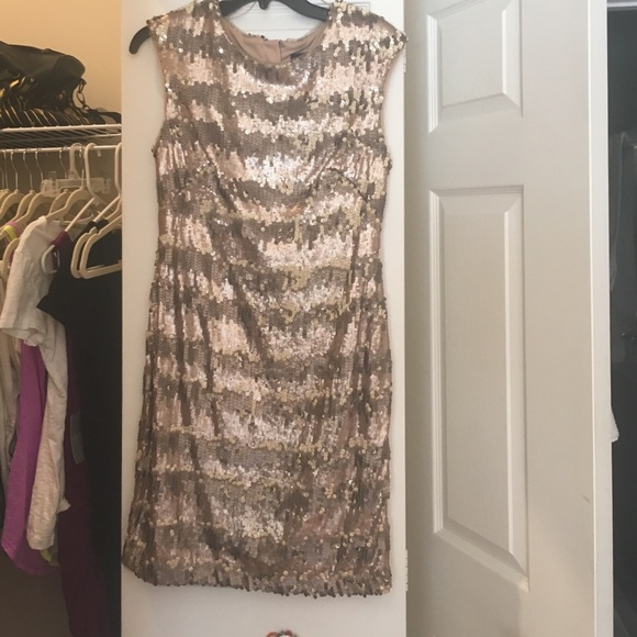 Gorgeous blush and gold cocktail dress