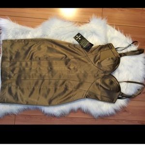 Bebe Gold Satin Dress.