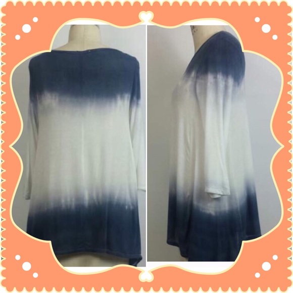 Navy and White Tie Dye Top - Picture 2 of 2