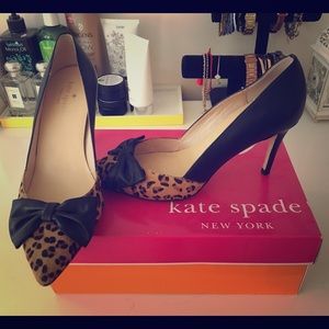 Kate Spade leopard print pumps with bow