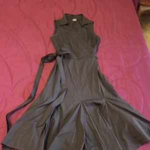 Ann Taylor Gray Midi Dress with Belt