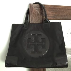 Tory Burch Black Logo Large Purse/Carry On