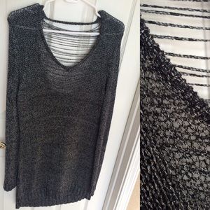 Long sweater or sweater dress. Black and silver!