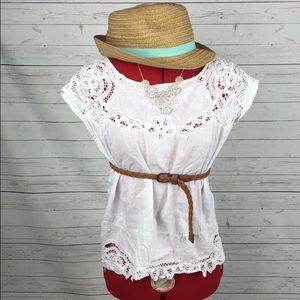 NWOT lace accented top