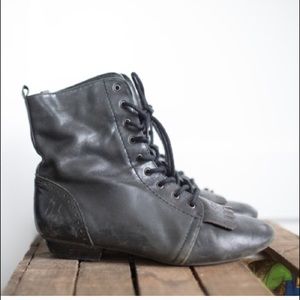 Crown Vintage Black Lace-Up Boots.