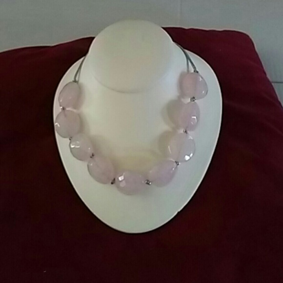 Pink and silver tone necklace