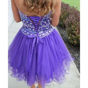 Night Moves Purple Strapless Homecoming Dress