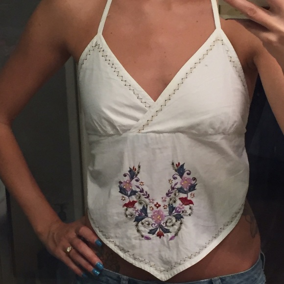 Tops - White Bandana Tie Top