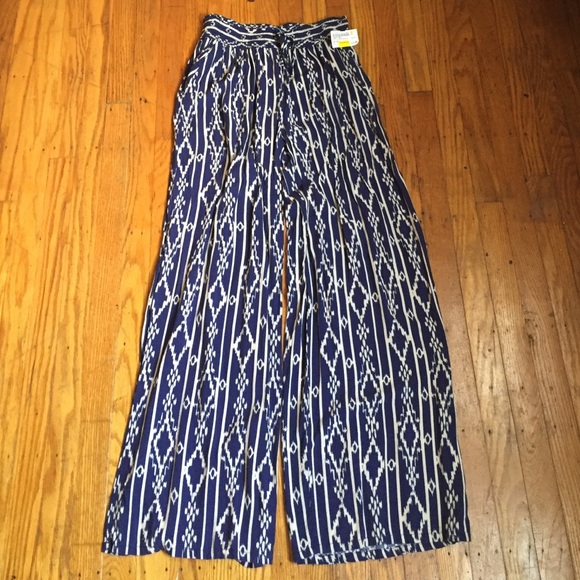 Wide leg tribal print pants