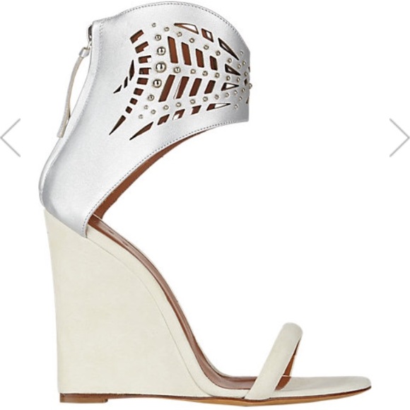 IRO Shoes - NIB IRO Saraldi Silver/White Wedge Sandals sz 37