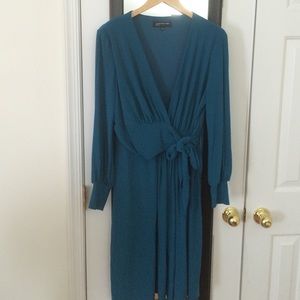 Beautiful teal midi length wrap dress by JNY