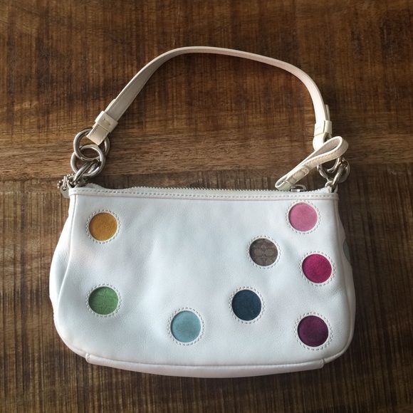 Coach mini handbag white leather