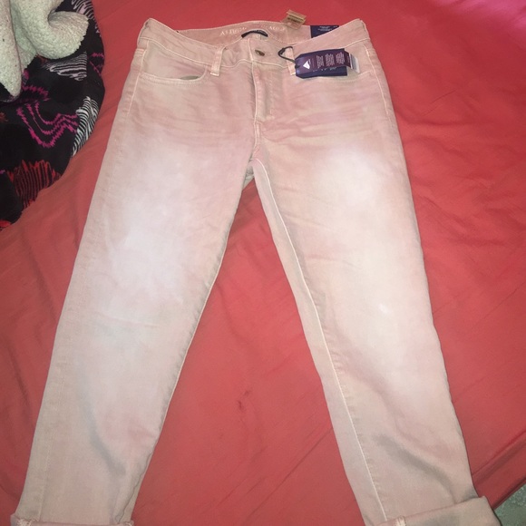 Mauve crop jeans