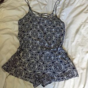 Like new navy blue and white romper