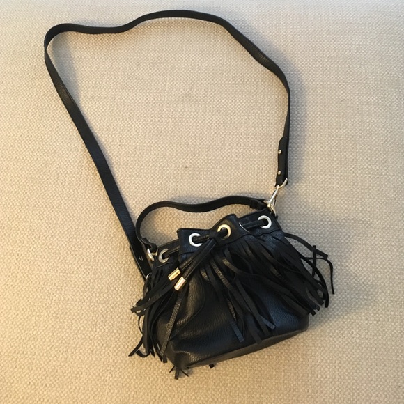 Handbags - Mini black leather fringe bucket bag