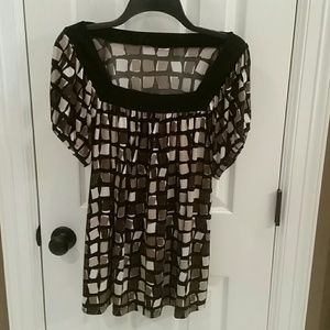 Cute Brown, tan and black blouse