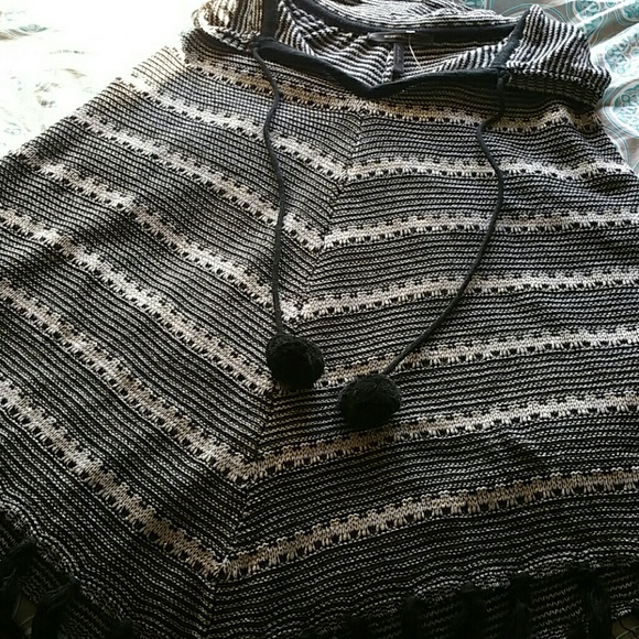 Beautiful Poncho with hood with gold specks