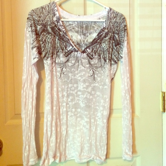 Sinful long sleeve burnout tee. Size medium.