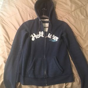Navy blue Hollister zip up hoodie