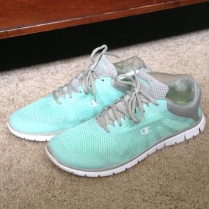 Teal and Grey Champion-brand Running Shoes