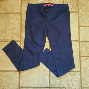 Tinsel Town Metallic Blue Skinny Jeans 33.5 x 30