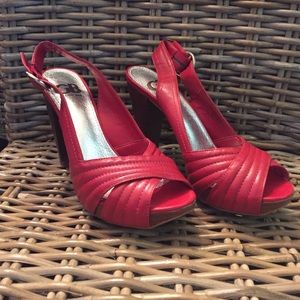 Red Gianni Bini Open Toe Sling Back