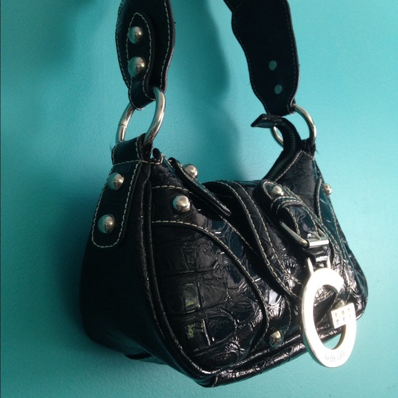 G by Guess black Gator skin bag